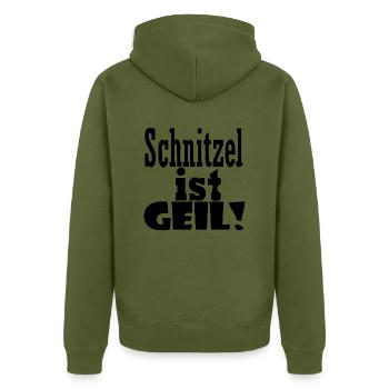 Schnitzel is cool - Unisex Premium Organic Zip Hoodie - khaki - Back - Nico (187cm)