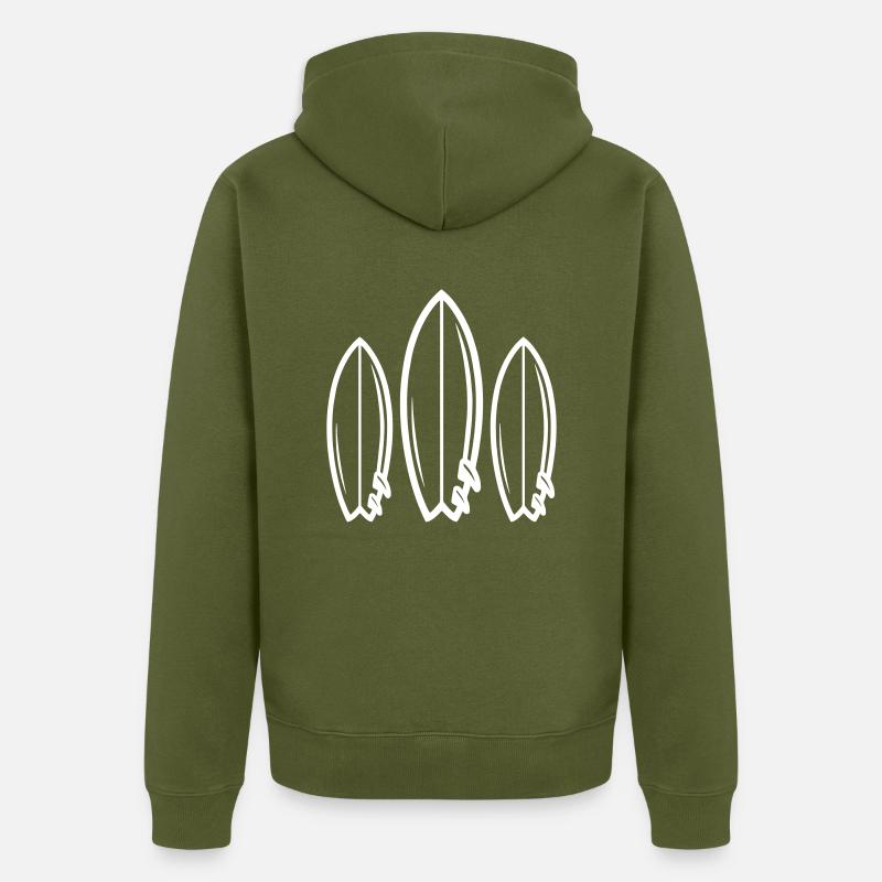 Planche de surf symbole surf - Veste à capuche bio Premium Unisexe - kaki