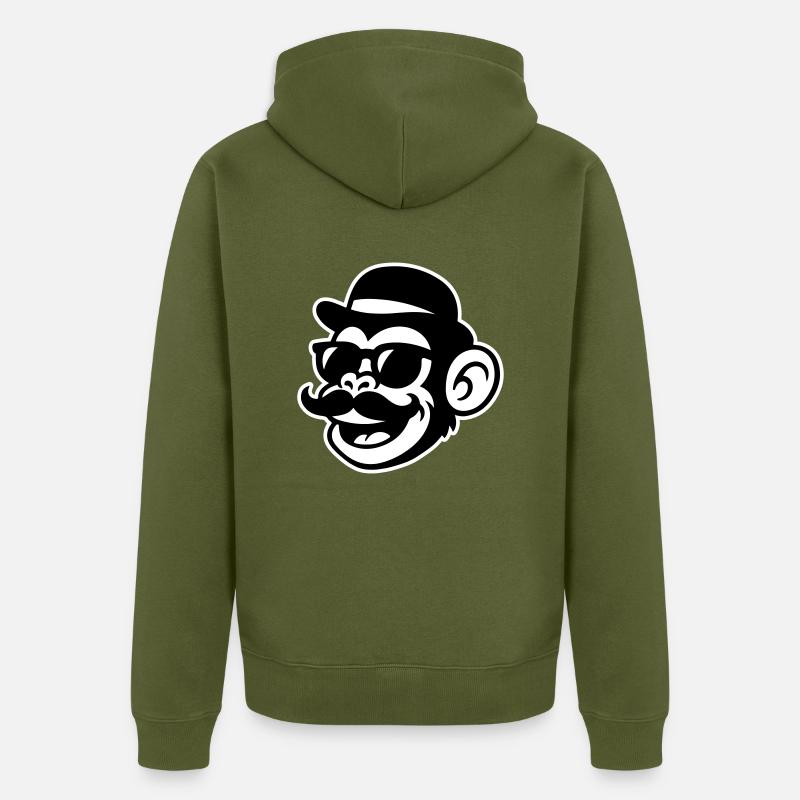 Singe Sir Moustache - Veste à capuche bio Premium Unisexe - kaki