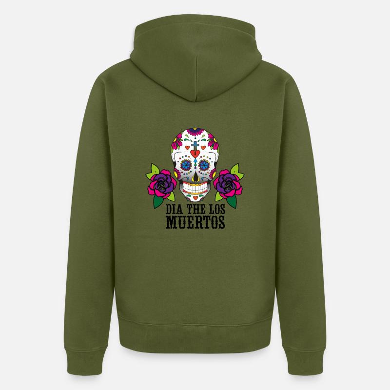 dia de los muertos - Veste à capuche bio Premium Unisexe - kaki