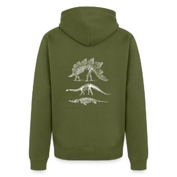Dinosaurier Evolution - Unisex Premium Bio Zip Hoodie - Khaki - Hinten - Nico (187cm)