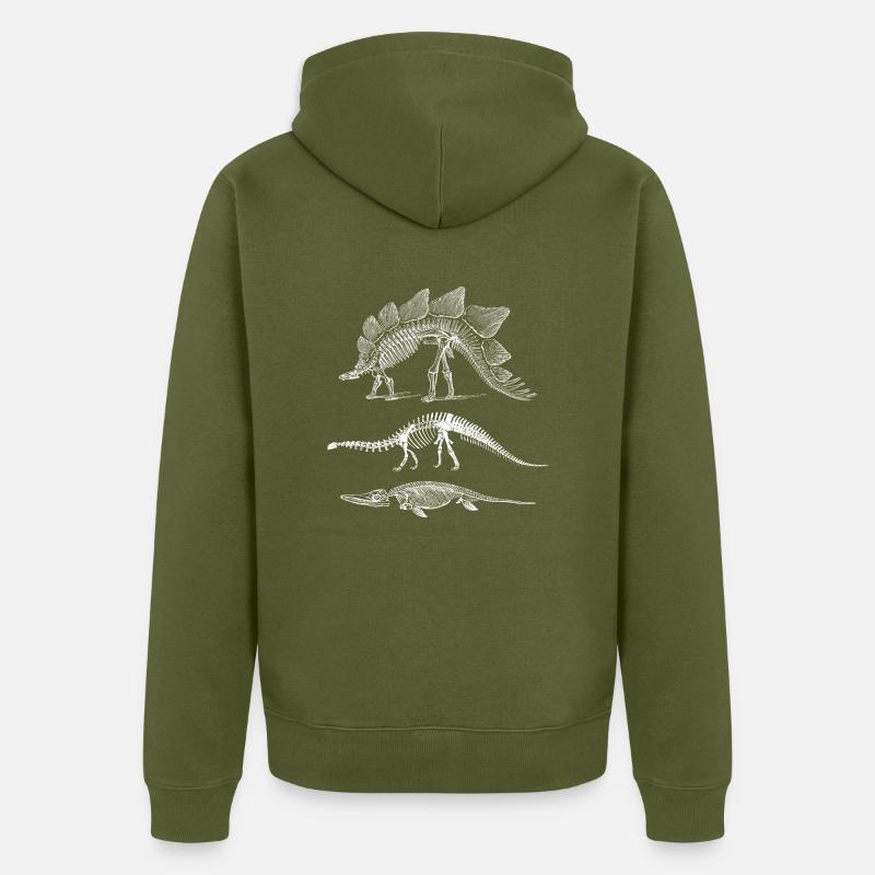 Évolution des dinosaures - Veste à capuche bio Premium Unisexe - kaki