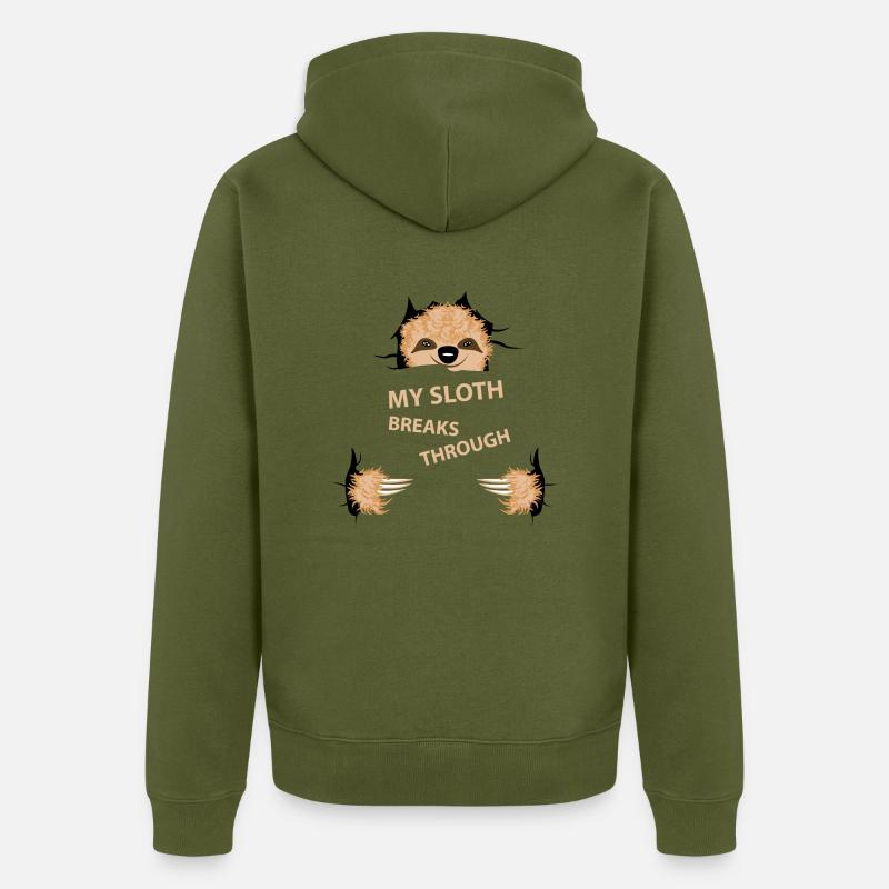 my sloth breaks trouth - Veste à capuche bio Premium Unisexe - kaki