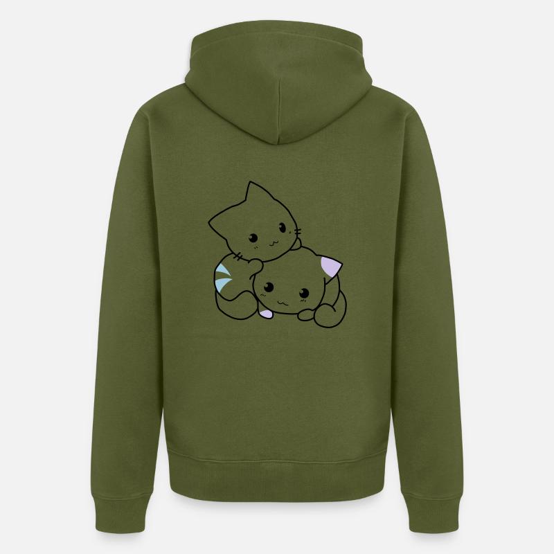 Cats cute - Unisex Premium Organic Zip Hoodie - khaki