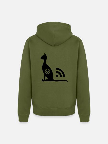 Cat Wi-Fi ON OFF - Unisex Premium Organic Zip Hoodie - khaki