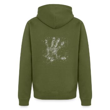 Chalkhand - Unisex Premium Bio Zip Hoodie - Khaki - Hinten - Nico (187cm)
