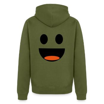 visage funy - Veste à capuche bio Premium Unisexe - kaki - Dos - Nico (187cm)