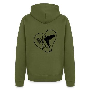 coeur pour la coiffure / heart 4 hairstyling (1c) - Veste à capuche bio Premium Unisexe - kaki - Dos - Nico (187cm)