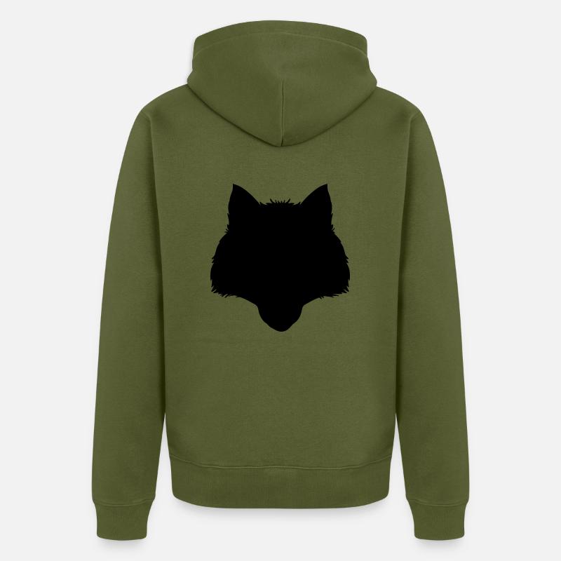 Wolf - Unisex Premium Bio Zip Hoodie - Khaki