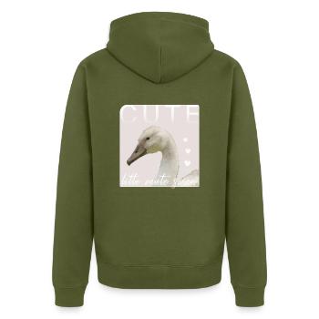 little swan cute young mute swan - Unisex Premium Organic Zip Hoodie - khaki - Back - Nico (187cm)