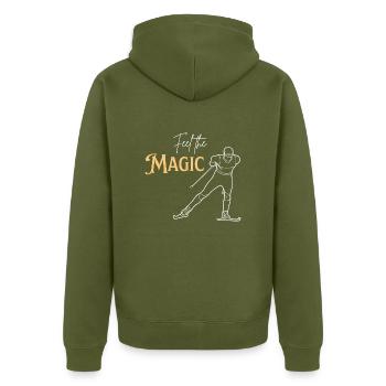 Ressentez la magie - Ski de fond - Veste à capuche bio Premium Unisexe - kaki - Dos - Nico (187cm)