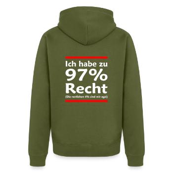 97% right - version red-optimal for black. - Unisex Premium Organic Zip Hoodie - khaki - Back - Nico (187cm)