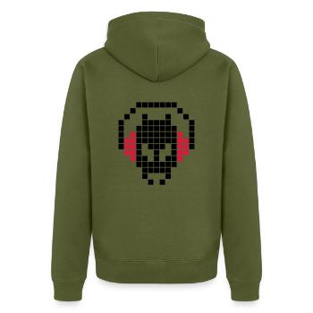 8 Bit Invader, Stereo Invader, Pixel Invader - Unisex Premium Bio Zip Hoodie - Khaki - Hinten - Nico (187cm)