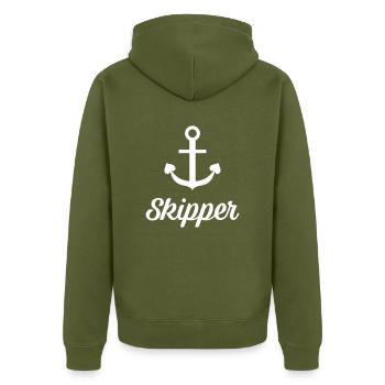 Crew - Skipper Sailing Charter Crew - 4 - Unisex Premium Organic Zip Hoodie - khaki - Back - Nico (187cm)