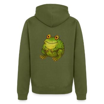 Mignon Vintage Crapaud Vert Rétro Nature Art - Veste à capuche bio Premium Unisexe - kaki - Dos - Nico (187cm)
