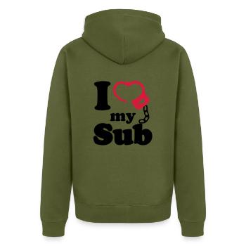 I Love my Sub - Unisex Premium Organic Zip Hoodie - khaki - Back - Nico (187cm)