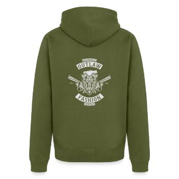 Bandana Outlaw Girl - Unisex Premium Bio Zip Hoodie - Khaki - Hinten - Nico (187cm)
