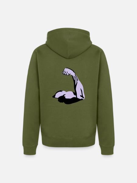 Biceps, Muscle - Unisex Premium Organic Zip Hoodie - khaki