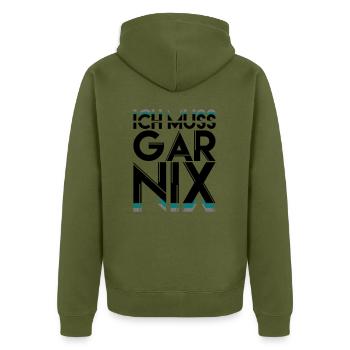 Je dois être GARNIX - Veste à capuche bio Premium Unisexe - kaki - Dos - Nico (187cm)