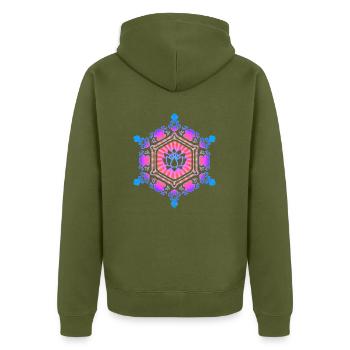 Water Crystal, Love, Lotus, Symbol, Yoga, Emoto - Unisex Premium Organic Zip Hoodie - khaki - Back - Nico (187cm)