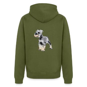 Zwergschnauzer 1 - Unisex Premium Bio Zip Hoodie - Khaki - Hinten - Nico (187cm)