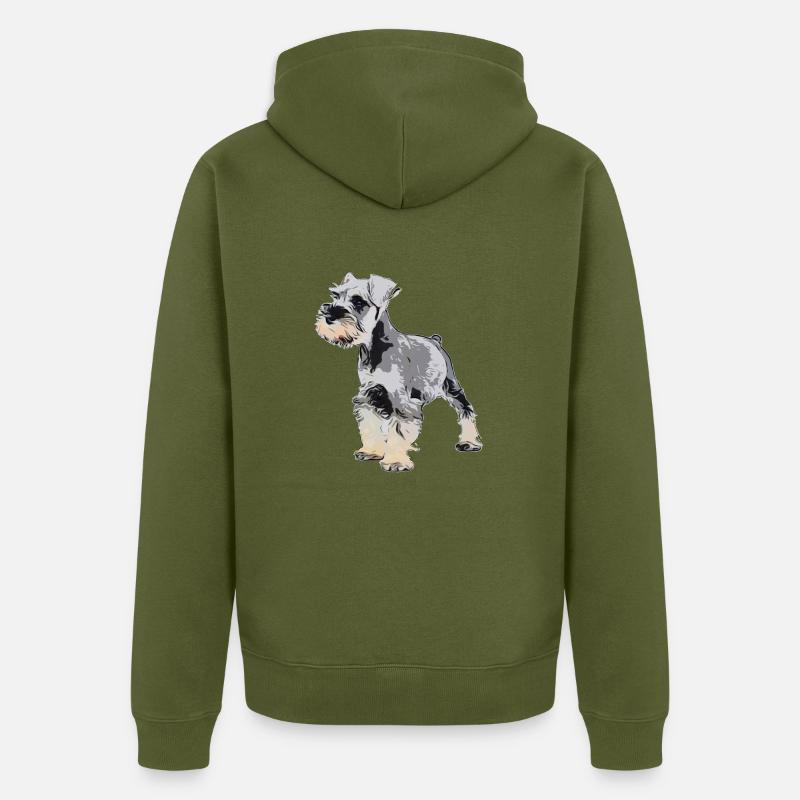 Schnauzer miniature 1 - Veste à capuche bio Premium Unisexe - kaki