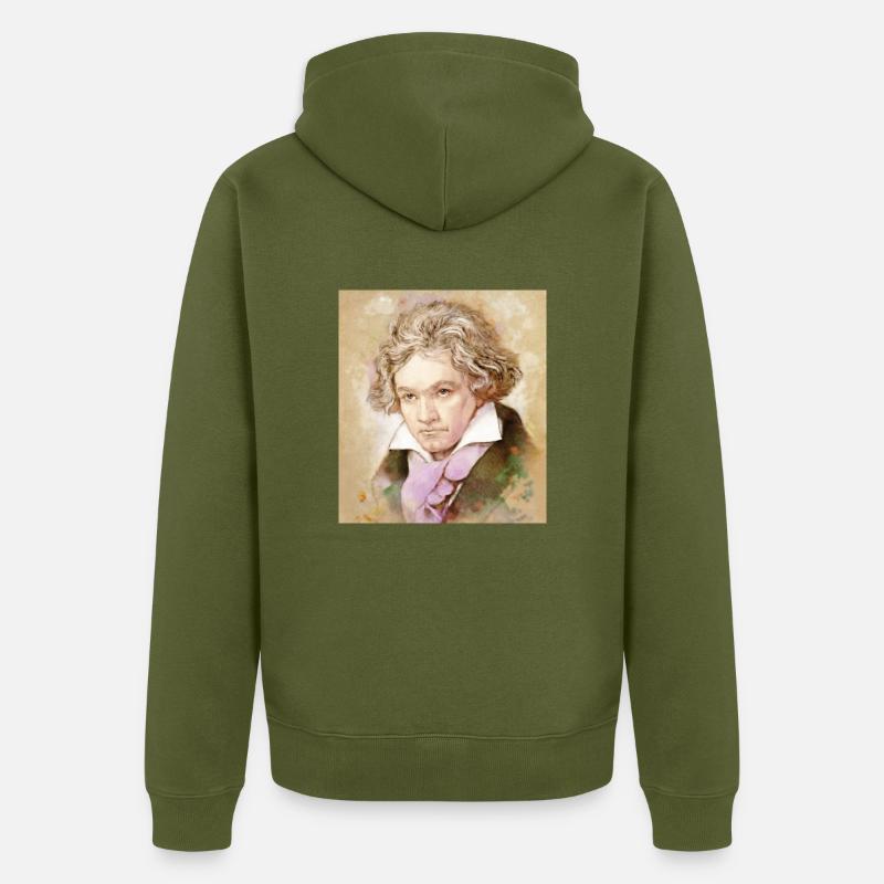 Ludwig van Beethoven dans un style aquarelle - Veste à capuche bio Premium Unisexe - kaki