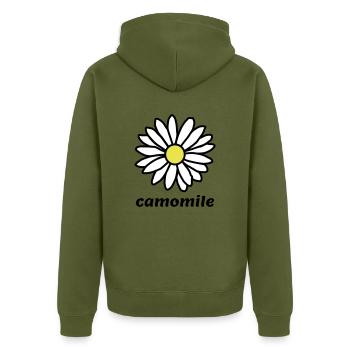 camomile - Unisex Premium Organic Zip Hoodie - khaki - Back - Nico (187cm)