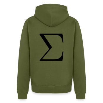LETTRE MAJUSCULE GRECQUE SIGMA - Veste à capuche bio Premium Unisexe - kaki - Dos - Nico (187cm)