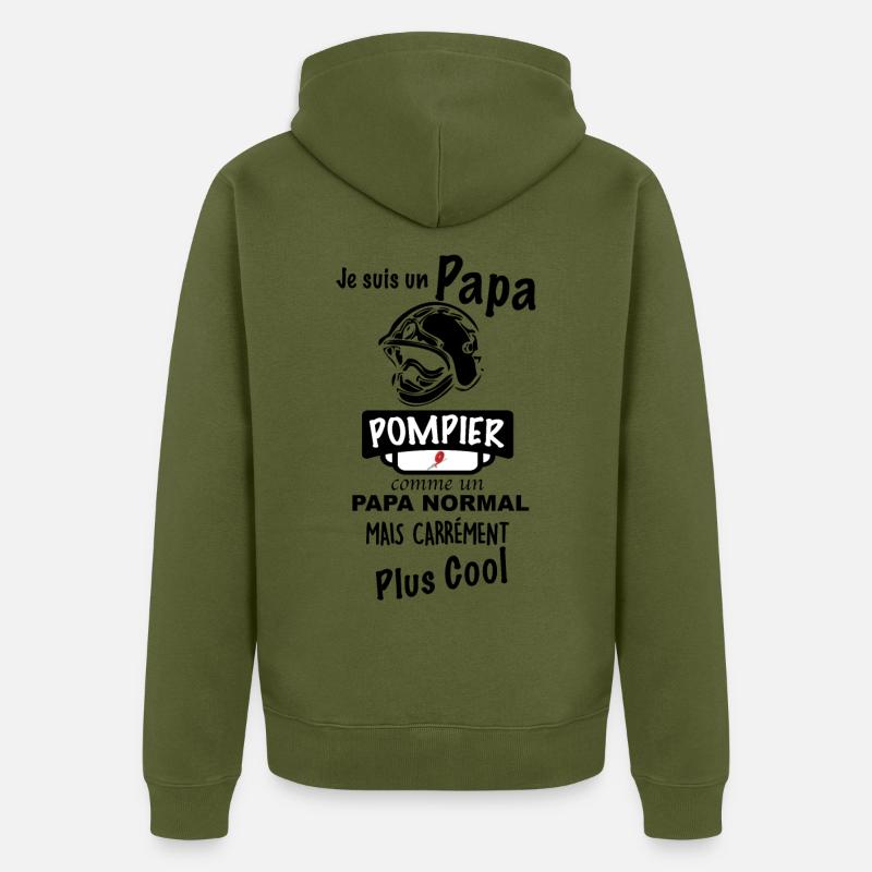 Papa pompier le meilleur - Veste à capuche bio Premium Unisexe - kaki