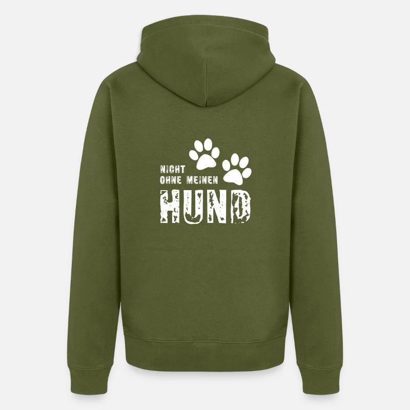 Pas sans mon chien - Veste à capuche bio Premium Unisexe - kaki