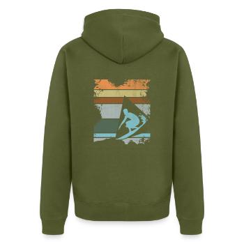 Surfer - Unisex Premium Bio Zip Hoodie - Khaki - Hinten - Nico (187cm)