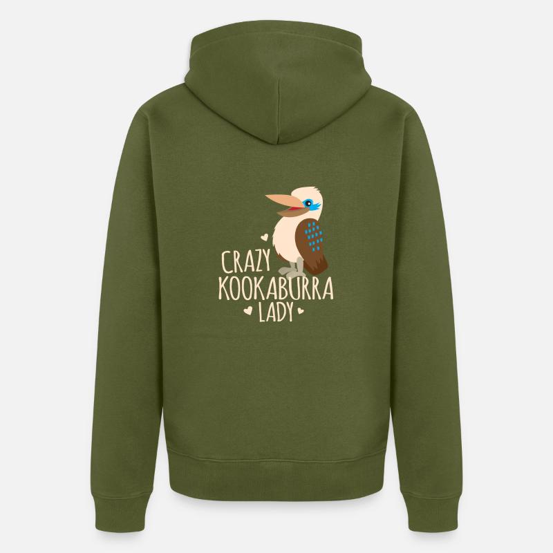 dame folle de kookaburra - Veste à capuche bio Premium Unisexe - kaki