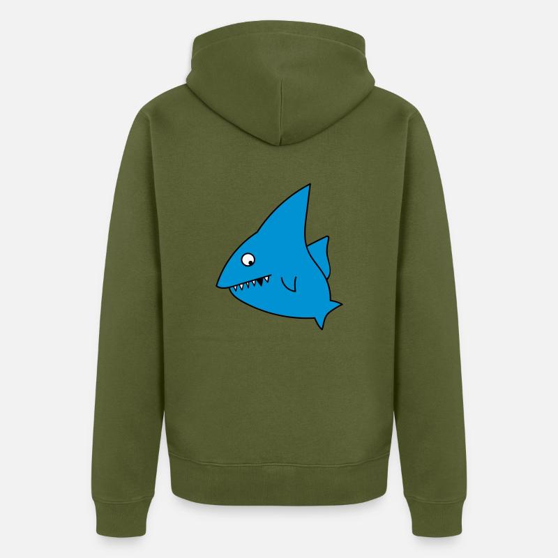 Requin drôle - Veste à capuche bio Premium Unisexe - kaki