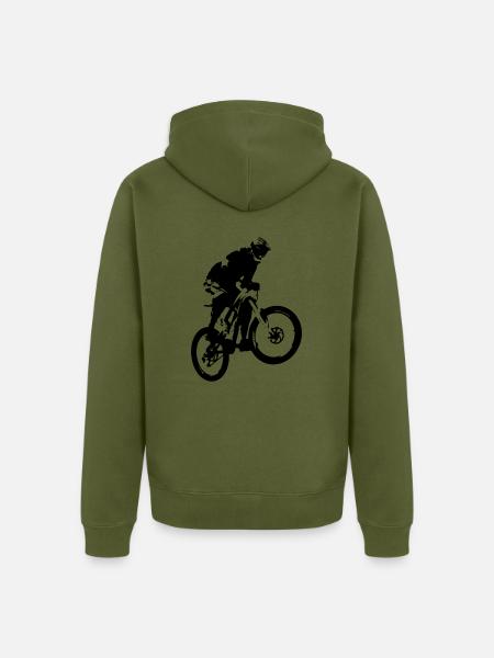 Mountainbiker Sprung - Unisex Premium Bio Zip Hoodie - Khaki