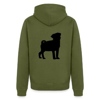 Mops - Unisex Premium Bio Zip Hoodie - Khaki - Hinten - Nico (187cm)