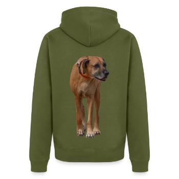 Chien à crête dorsale rhodésienne, ami et assistant - Veste à capuche bio Premium Unisexe - kaki - Dos - Nico (187cm)