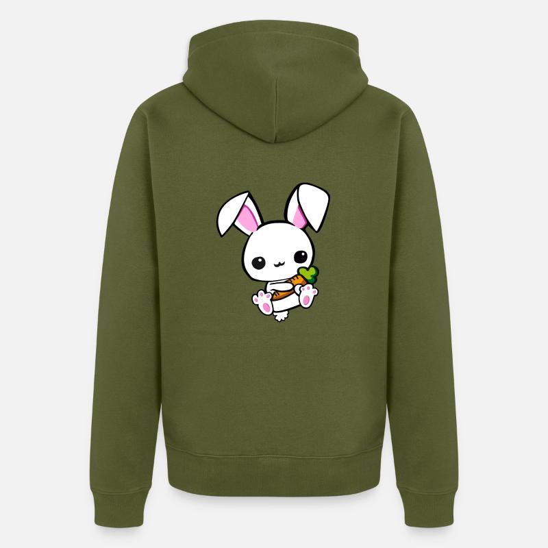 petit lapin aux carottes - Veste à capuche bio Premium Unisexe - kaki