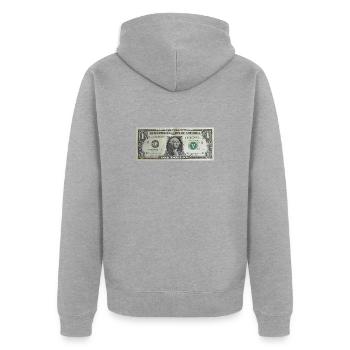 Dollar - Unisex Premium Bio Zip Hoodie - Grau meliert - Hinten - Nico (187cm)