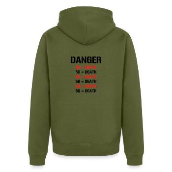 Danger! 5G is death - 5G is dangerous! Danger - Unisex Premium Organic Zip Hoodie - khaki - Back - Nico (187cm)