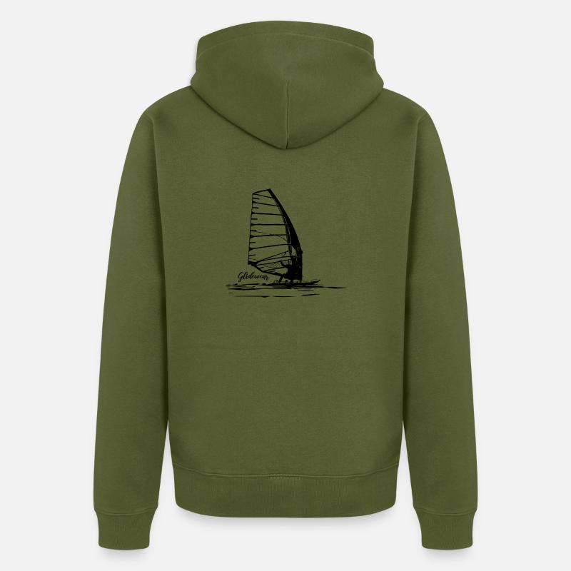 Planche à voile Gliding Sketch - Veste à capuche bio Premium Unisexe - kaki