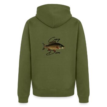 Carpe Diem! Carpe drôle pour les pêcheurs - Veste à capuche bio Premium Unisexe - kaki - Dos - Nico (187cm)