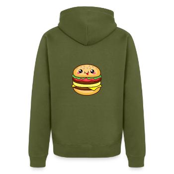 Burgers with smiling face - Unisex Premium Organic Zip Hoodie - khaki - Back - Nico (187cm)