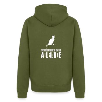 Le chat de Schrödinger est Alive Dead - Veste à capuche bio Premium Unisexe - kaki - Dos - Nico (187cm)