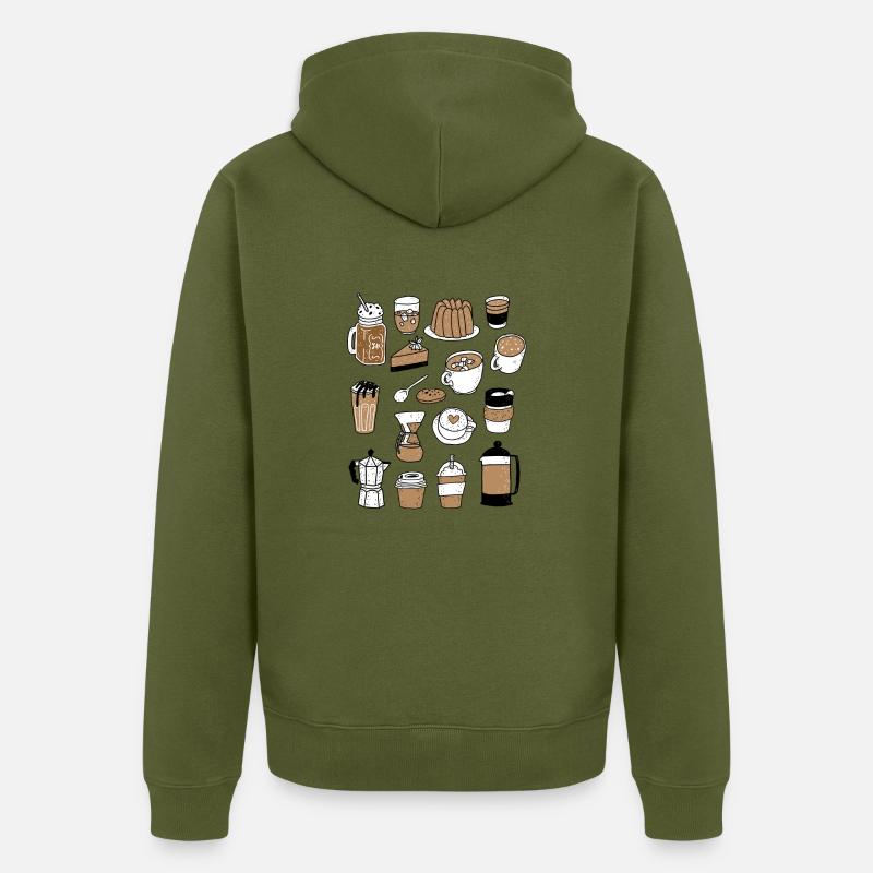 Kaffeekränzchen / Kaffee und Kuchen - Unisex Premium Bio Zip Hoodie - Khaki