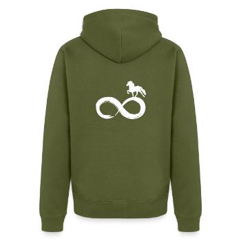 Isländer Islandpferde Pony Pferde Forever Infinity - Unisex Premium Bio Zip Hoodie - Khaki - Hinten - Nico (187cm)