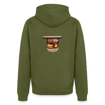 Whiskey And Cigars - Gift For Whiskey Fans - Unisex Premium Organic Zip Hoodie - khaki - Back - Nico (187cm)