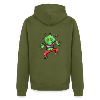 Candy Zombie - Unisex Premium Organic Zip Hoodie - khaki - Back - Nico (187cm)