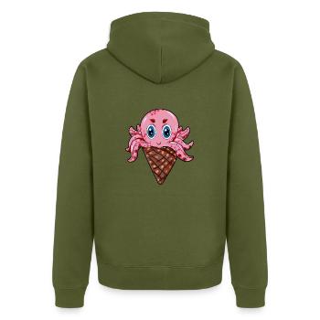Pieuvres Pieuvres glace crème glacée gaufres choeurs - Veste à capuche bio Premium Unisexe - kaki - Dos - Nico (187cm)