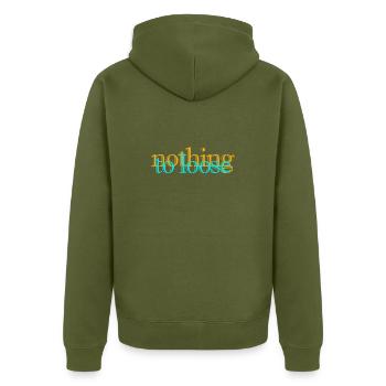 nothing to lose - Unisex Premium Organic Zip Hoodie - khaki - Back - Nico (187cm)